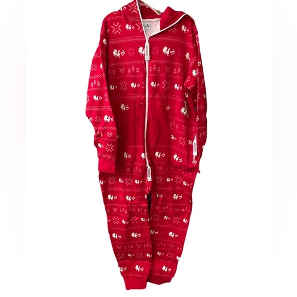 Rare! New Tipsy Elves Rooster Teeth Footless XXL 1 Pc Pajama Jumpsuit Christmas - Picture 1 of 8